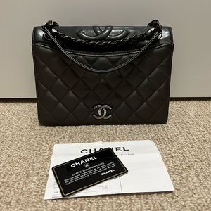 Chanel Calfskin Quilted Small Ballerine Black Leather Crossbody Flap Bag
